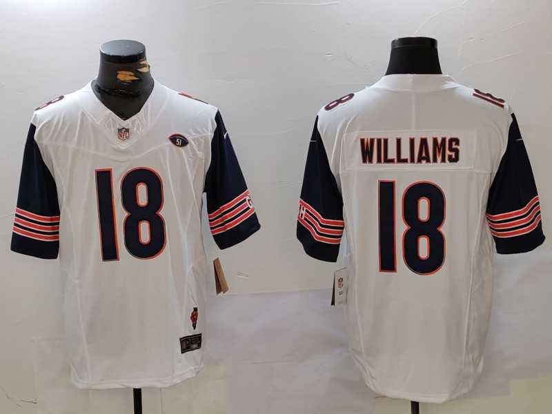 Men%27s Chicago Bears #18 Caleb Williams Limited White Fashion FUSE Jersey